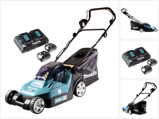 Makita DLM 382 PF2 accu grasmaaier 36 V ( 2x 18 V ) 38 cm 40 l + 2x accu 3.0 Ah + dubbele lader