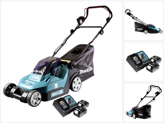 Makita DLM 382 RF2 accu grasmaaier 36 V ( 2x 18 V ) 38 cm 40 l + 2x accu 3.0 Ah + lader