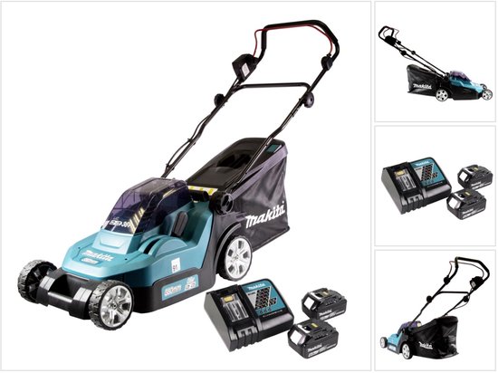 Makita DLM 382 RG2 accu grasmaaier 36 V ( 2x 18 V ) 38 cm 40 l + 2x accu 6.0 Ah + lader
