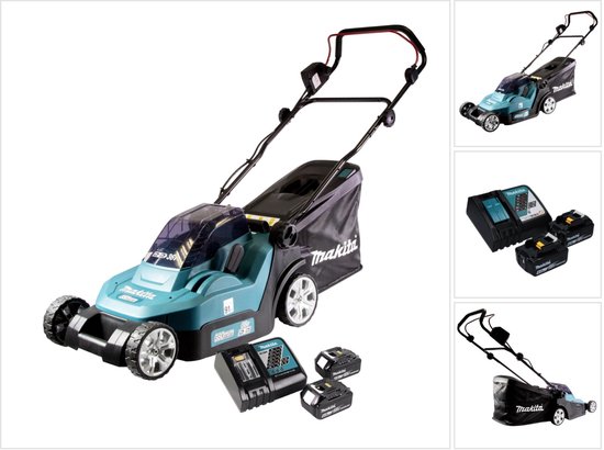 Makita DLM 432 RG2 accu-grasmaaier 36 V (2x 18 V) 43 cm + 2x accu 6,0 Ah + oplader