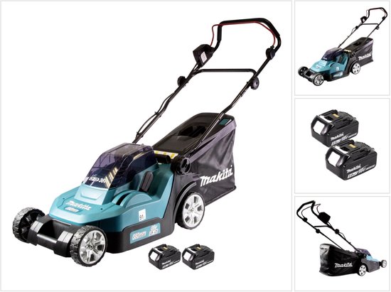 Makita DLM 432 T2 accumaaier 36 V (2x 18 V) 43 cm + 2x accu 5,0 Ah - zonder lader