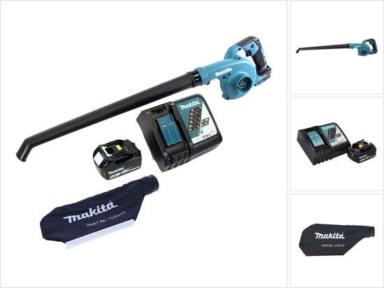 Makita DUB 186 RT1 accubladblazer Bladblazer 18 V + 1x accu 5.0 Ah + lader + opvangzak van Merkloos	