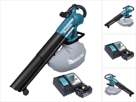 Makita DUB 187 RG accu bladblazer en bladzuiger 18 V borstelloos + 1x oplaadbare accu 6.0 Ah + lader van Makita