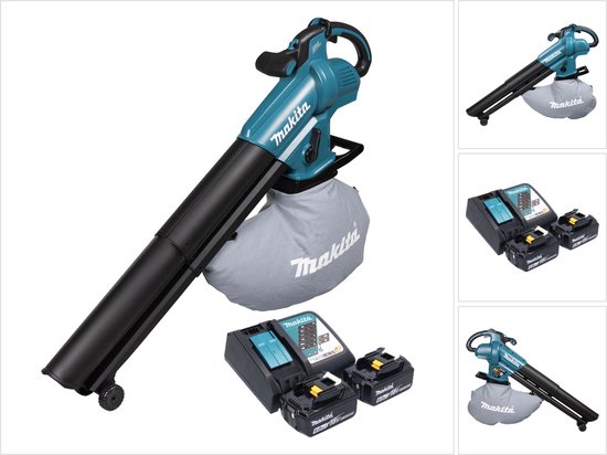 Makita DUB 187 RG2 accu bladblazer en bladzuiger 18 V borstelloos + 2x accu 6.0 Ah + lader van Makita