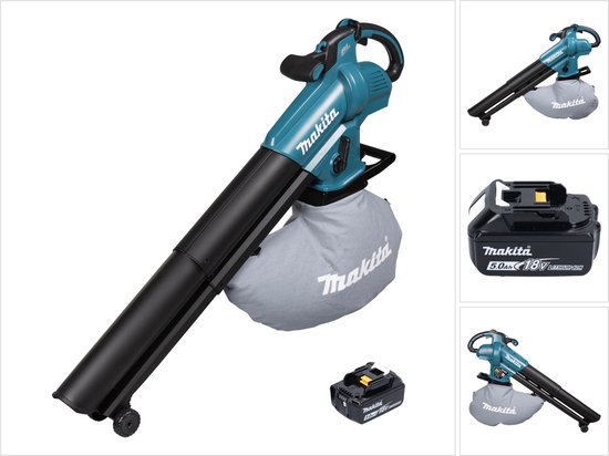 Makita DUB 187 T accu bladblazer en bladzuiger 18 V borstelloos + 1x oplaadbare accu 5.0 Ah - zonder lader van Makita