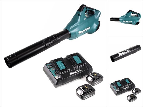 Makita DUB 362 2x18 volt accu bladblazer + 2x 6 Ah accu + Makita DC 18 RD dubbele lader van Makita