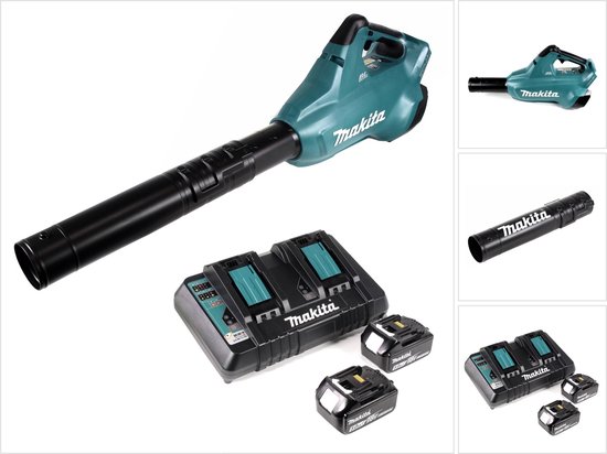 Makita DUB 362 PT accu bladblazer 36V + 2x oplaadbare batterijen 5.0Ah + dubbele lader van Makita