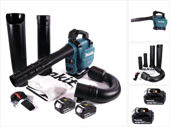 Makita DUB 363 M2V Snoerloze blazer / bladzuiger 36 V ( 2x 18 V ) Brushless + zuigset + 2x accu 4.0 Ah - zonder lader van Merkloos	