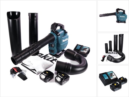Makita DUB 363 RG2V accu blazer / bladzuiger 36 V ( 2x 18 V ) borstelloos + zuigset + 2x accu 6.0 Ah + lader