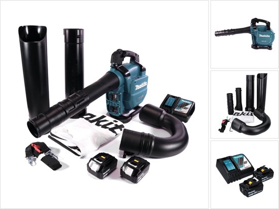 Makita DUB 363 RT2V accu blazer / bladzuiger 36 V ( 2x 18 V ) borstelloos + zuigset + 2x accu 5.0 Ah + lader van Merkloos	