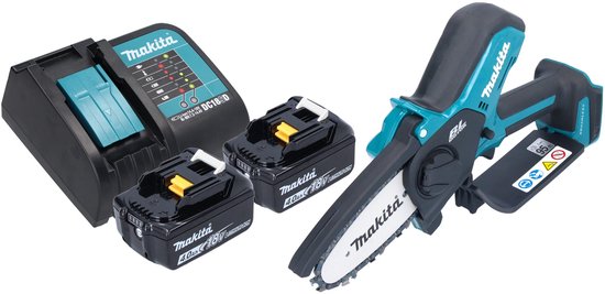 Makita DUC 101 SM201 accu takzaag 18 V 10 cm borstelloos + 2x accu 4,0 Ah + oplader van Merkloos	