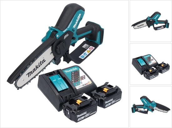 Makita DUC 150 RF2 accu kettingzaag 18 V 15 cm borstelloos + 2x accu 3,0 Ah + lader van Merkloos	