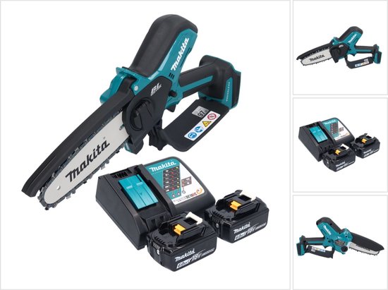 Makita DUC 150 RG2 accu kettingzaag 18 V 15 cm borstelloos + 2x accu 6,0 Ah + lader van Merkloos	