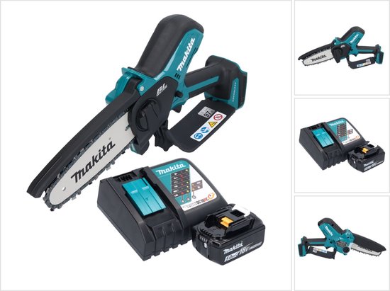 Makita DUC 150 RT accu kettingzaag 18 V 15 cm borstelloos + 1x accu 5,0 Ah + lader van Merkloos	