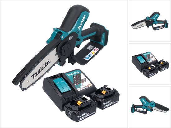 Makita DUC 150 RT2 accu kettingzaag 18 V 15 cm borstelloos + 2x accu 5,0 Ah + lader van Merkloos	