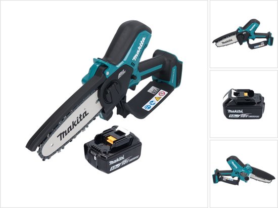 Makita DUC 150 T accu kettingzaag 18 V 15 cm borstelloos + 1x accu 5,0 Ah - zonder lader van Merkloos	
