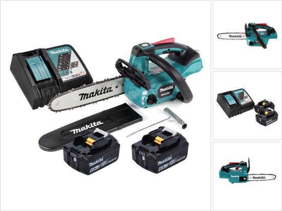 Makita DUC 254 RG accu-kettingzaag 18 V 25 cm borstelloos + 2x accu 6.0 Ah + lader van Merkloos	