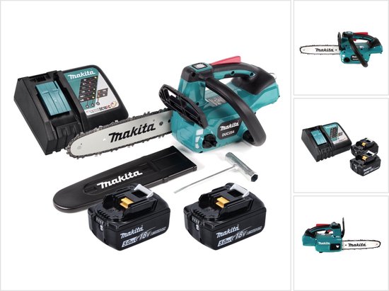Makita DUC 254 RT accu-kettingzaag 18 V 25 cm borstelloos + 2x accu 5.0 Ah + lader van Merkloos	
