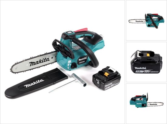 Makita DUC 254 T1 accu-kettingzaag 18 V 25 cm borstelloos + 1x accu 5.0 Ah - zonder oplader van Merkloos	