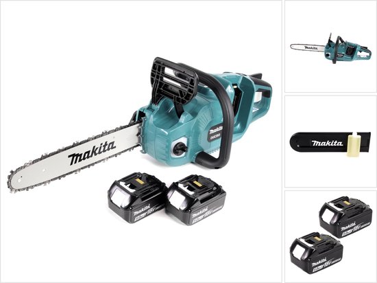 Makita DUC 353 T2 accu-kettingzaag 36V ( 2x18V ) borstelloos 35 cm + 2x 5.0 Ah accu - zonder oplader