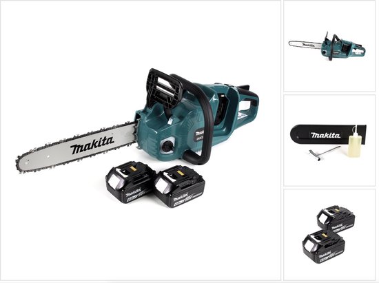 Makita DUC 355 G2 accu-kettingzaag 36V ( 2x18V ) borstelloos 35 cm + 2x 6.0 Ah accu - zonder oplader
