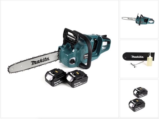 Makita DUC 355 M2 Accu-kettingzaag 36V ( 2x18V ) Borstelloos 35 cm + 2x 4.0 Ah accu - zonder lader