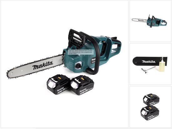 Makita DUC 355 T2 Accu-kettingzaag 36V ( 2x18V ) Borstelloos 35 cm + 2x 5.0 Ah accu - zonder lader