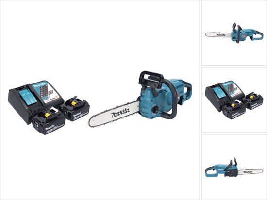 Makita DUC 357 RG2X2 Accu-kettingzaag 18 V 35 cm 7,7 m/s Borstelloos + 2x accu 6.0 Ah + lader van Merkloos	