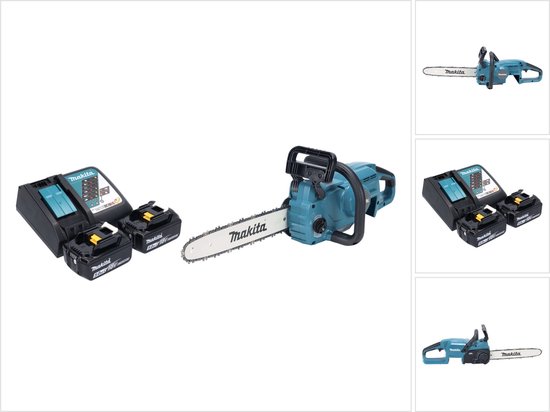 Makita DUC 357 RT2X2 Accu-kettingzaag 18 V 35 cm 7,7 m/s Borstelloos + 2x accu 5.0 Ah + lader van Merkloos	