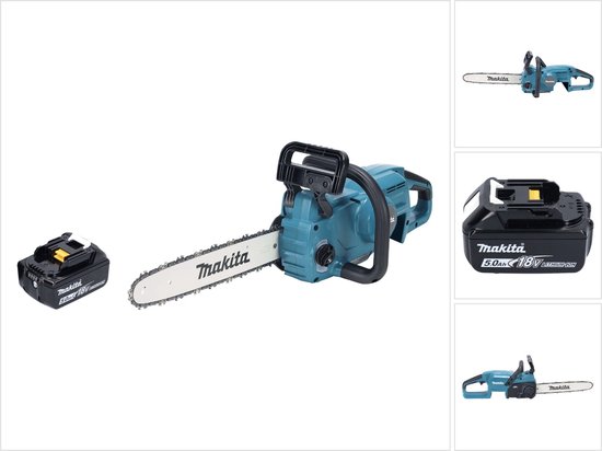 Makita DUC 357 TX2 Accu-kettingzaag 18 V 35 cm 7,7 m/s Borstelloos + 1x accu 5.0 Ah - zonder lader van Merkloos	