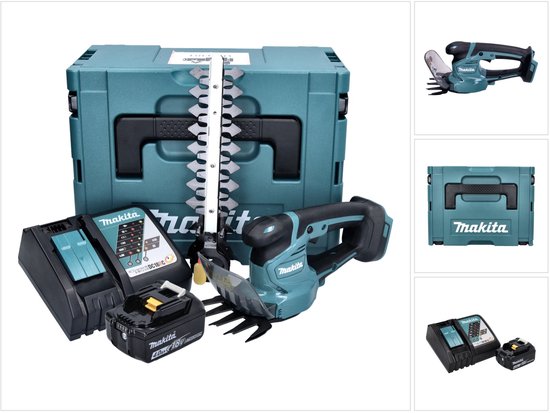 Makita DUM 111 RM1XJ Accu grasschaar heggenschaar 18 V + 1x accu 4.0 Ah + lader + Makpac van Merkloos	