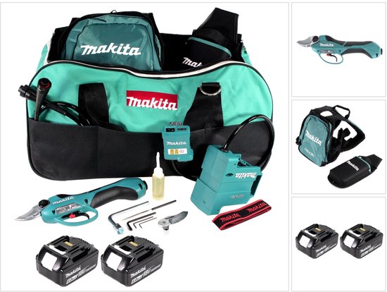 Makita DUP 361 G accu-snoeischaar takkenschaar 36 V (2x 18 V) + 2x accu 6,0 Ah + tas - zonder oplader van Makita