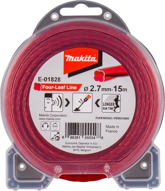 Makita E-01828 Maaidraad Four-Leaf Line - rood - 2,7x15 meter van Makita