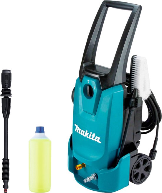 Makita HW 1200 hogedrukreiniger 1800 watt 120 bar 420 l/u + spuitlans + universele reiniger van Makita