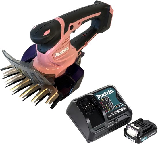 Makita UM600DSAP CXT 12 Volt Max Accu Grasschaar Roze met 2,0 Ah accu (1 st), en lader, in doos, roze grasknipper met accu en lader van Makita