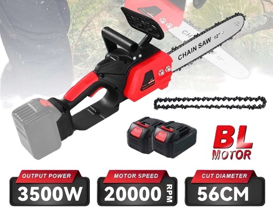 MakkelijkMooi Electrische Hand Zaag - Kettingzaag - Tuingereedschap - 2 stuks Lithiumbatterij - Borstelloos - Houtzagen&Snoeien van Merkloos	