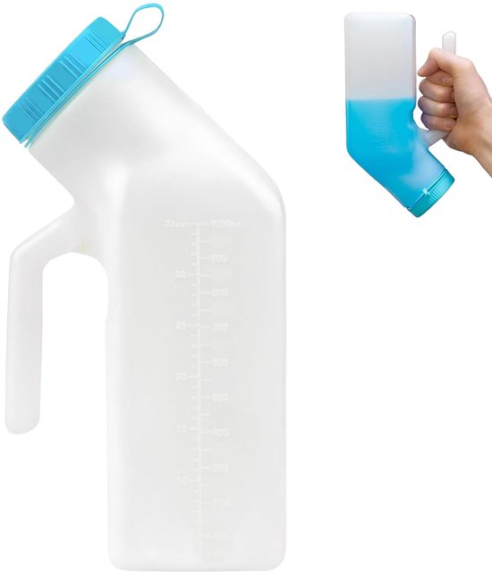 Male Urinal Bottle 1000ml - Unisex Urinals - Transparante Urinal Collector - Draagbare Urinal Toiletten met Deksel van Merkloos	