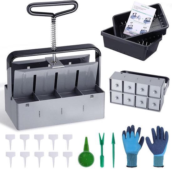 Manual Earth Ball Press - 2 Inch Soil Blocker Maker - Seeding Tool Plant Tool Set voor Planten - Zaailingen Groeien - Tuin - Kassen (8 PCS) van Merkloos	