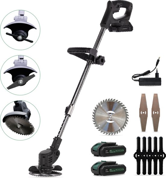 Mardin Kantenmaaier - Grastrimmer - Bosmaaier - Incl. 2 accu's en lader - Zwart van Merkloos	