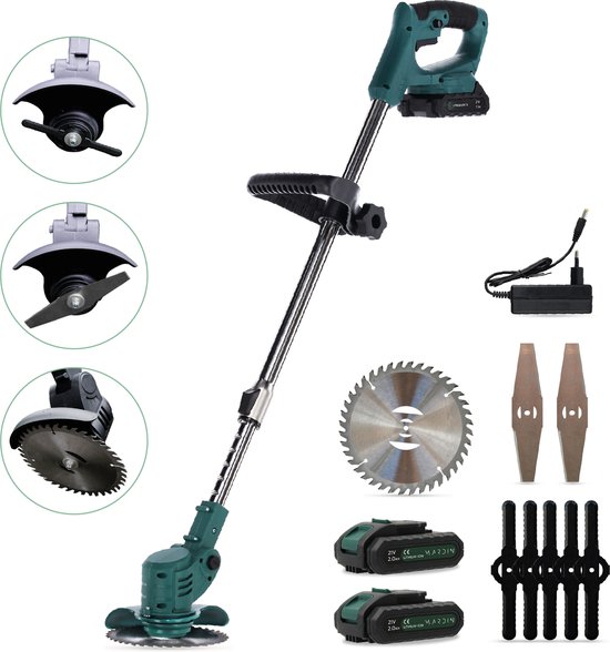 Mardin Kantenmaaier - Grastrimmer - Bosmaaier - Incl. 2 accu's en lader - Zwart/Groen van Merkloos	