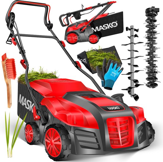 MASKO® Verticuteermachine 2 in 1 1800 Watt Elektrische Verticuteerder 40cm Maaibreedte en 55L opvangbak inclusief Mos verwijderaar en Gazonbeluchter Gras beluchten - Rood van Merkloos	