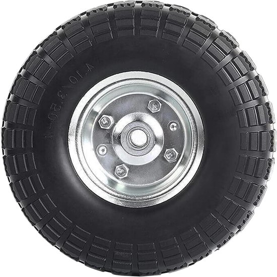 Massief Wiel - Vaste Banden - Transport Karren - Geen Lucht Nodig - 10 Inch Diameter - Zwart