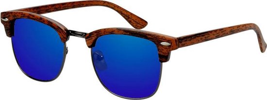Master Zonnebril Houtlook Blauw Spiegel van Master