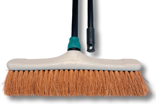 MAUS bezem binnen 40cm - zachte cocos zaalveger met steel 150cm - gerecycled - made in EU - zeer robuust van MAUS