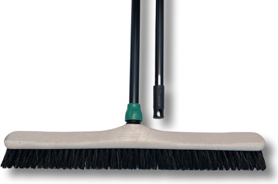 MAUS bezem binnen 60cm - zachte paardenhaar zaalveger met steel 150cm - gerecycled - made in EU - zeer robuust van MAUS