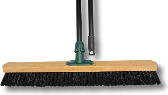 MAUS Classic bezem binnen 60cm - zachte paardenhaar zaalveger van hout met steel - made in EU -zeer robuust van MAUS