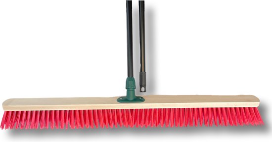 MAUS Classic bezem buiten 100cm - harde PVC straatbezem van hout met steel - made in EU -zeer robuust van Merkloos	