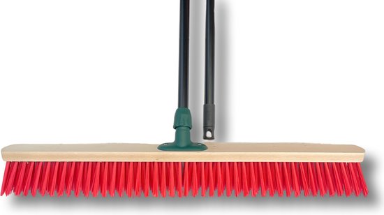 MAUS Classic bezem buiten 80cm - harde PVC straatbezem van hout met steel - made in EU -zeer robuust van MAUS