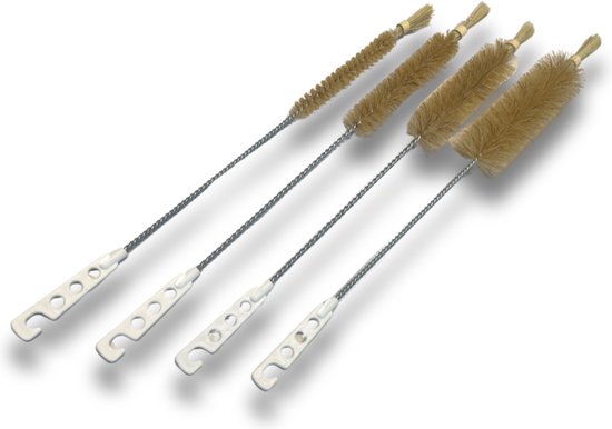 MAUS classic - flessenborstel set - 4 flessenreinigers - varkenshaar met pluim - 15-25-35-45 mm. van MAUS