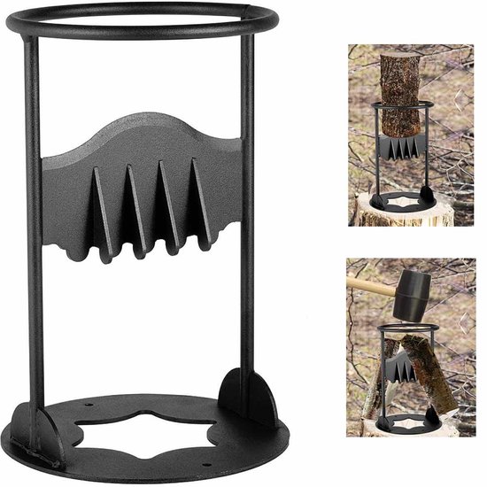 Meedeer Handmatige houtsplijter-Houtklover-Brandhoutsplijter-Gietijzer-Zwart-Klein-Houtkliever-Robuust-21*31cm-Voor open haard-huis en camping van Merkloos	